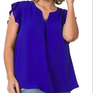 Plus size sleeveless top with ruffle